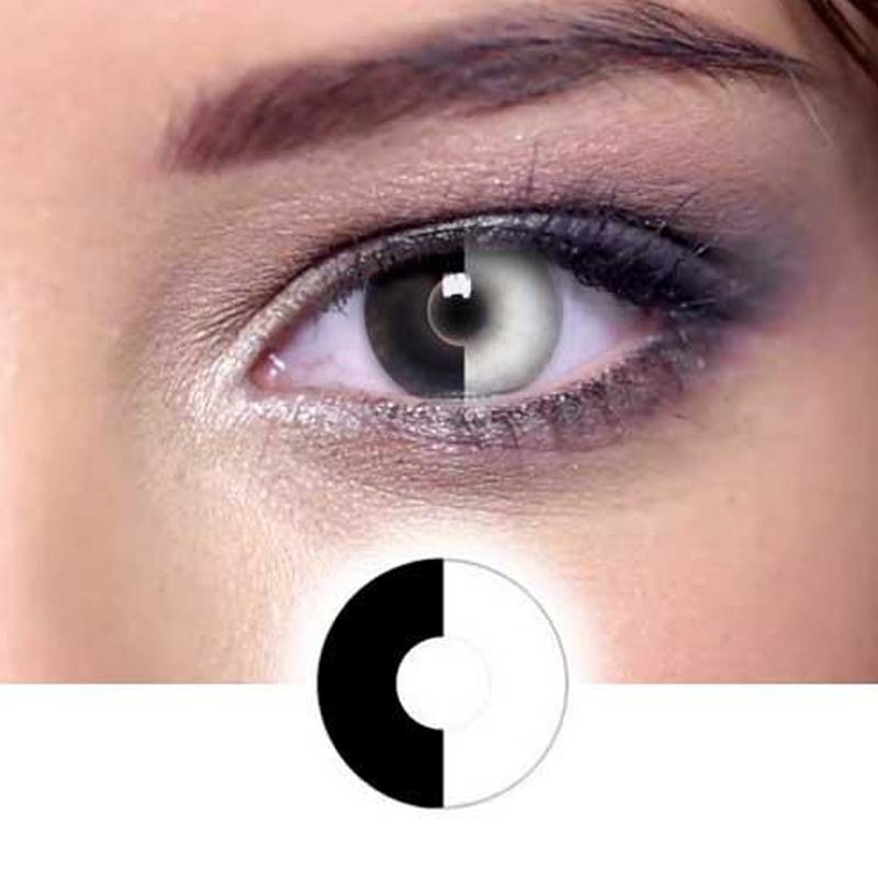 Black and white double color stitching (12 months) colored contact lenses