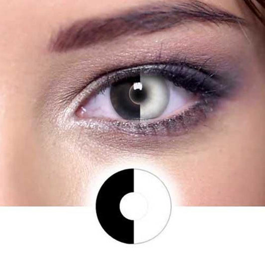 Black and white double color stitching (12 months) colored contact lenses
