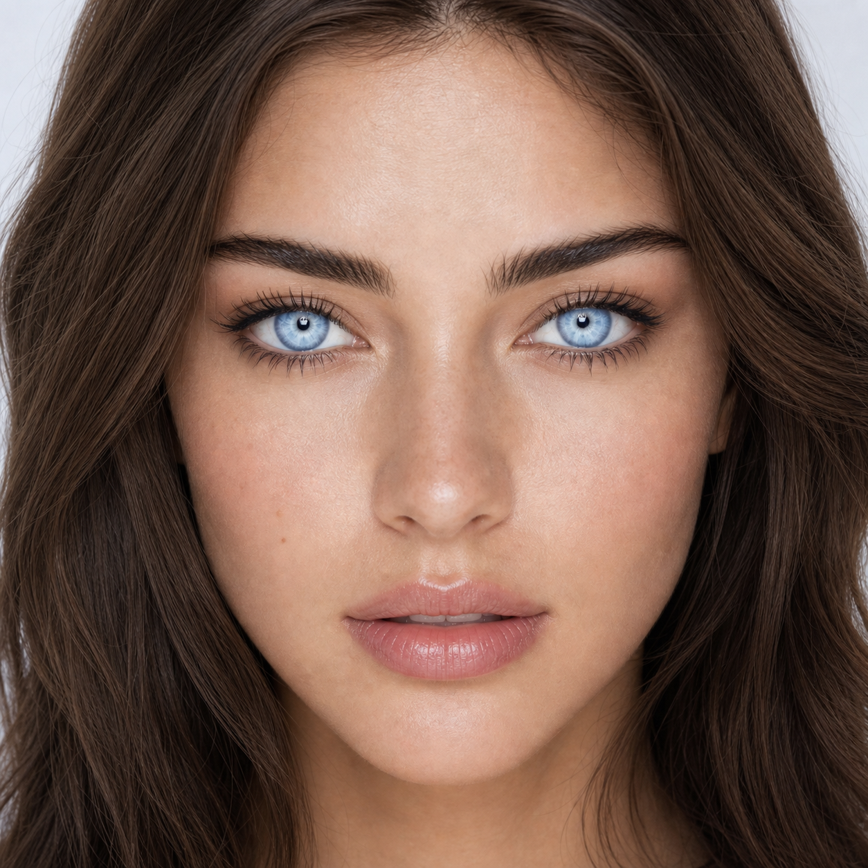 Arctic Lilac Ray Blue colored contacts on model - clinical luxury symmetry