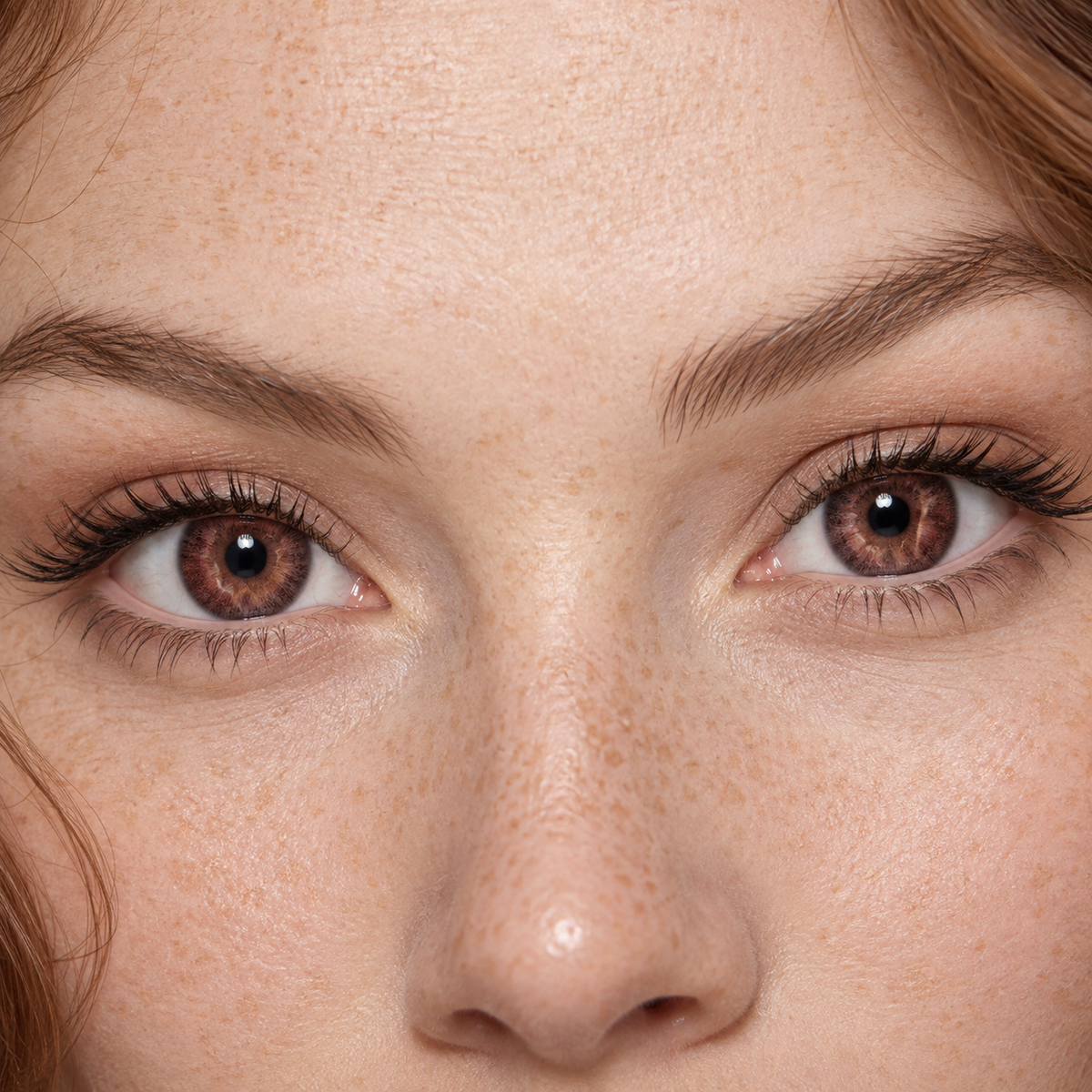Burgundy Cocoa Shell Gradient colored contacts - a current burgundy color story built with a conventional sourceable three-tone dotted structure