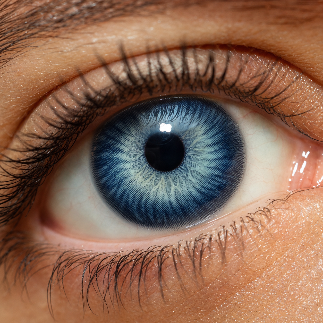 Sapphire Veil Ripple Blue colored contacts - real-life daylight payoff with visible lens depth