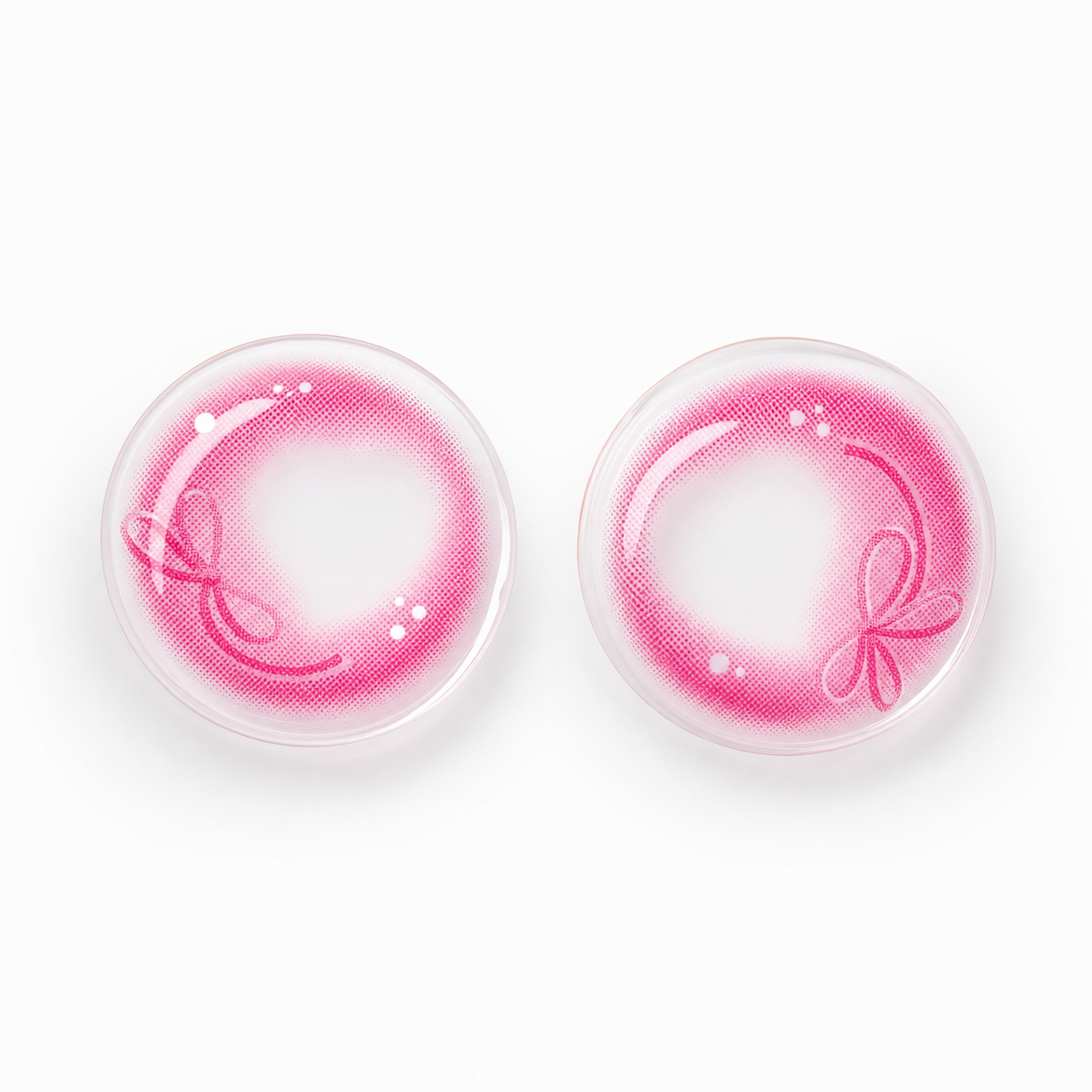 Neon Ribbon Doll Pink colored contact lenses pair - lens design