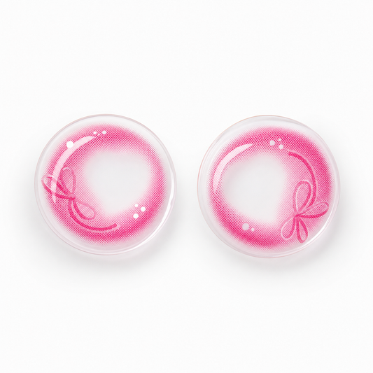 Neon Ribbon Doll Pink colored contact lenses pair - lens design