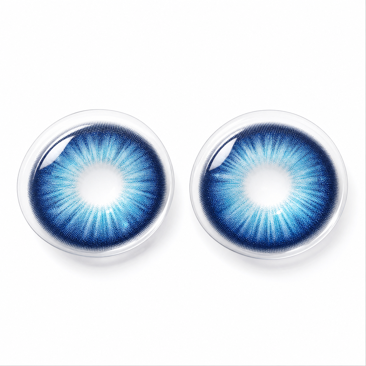 Deep Ocean Ring Blue colored contact lenses pair - lens design