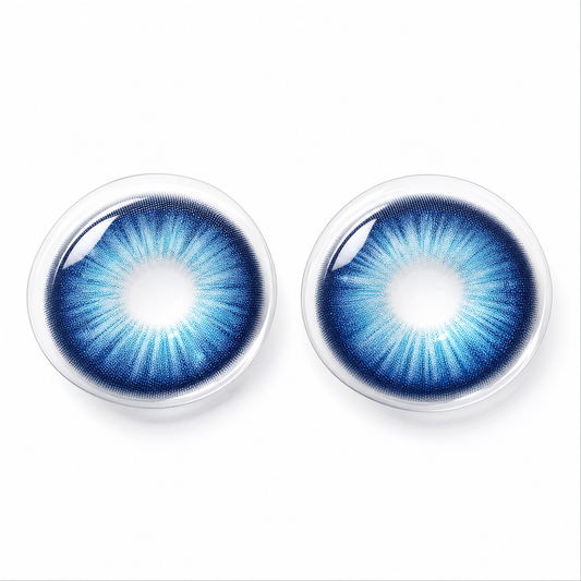 Deep Ocean Ring Blue colored contact lenses pair - lens design