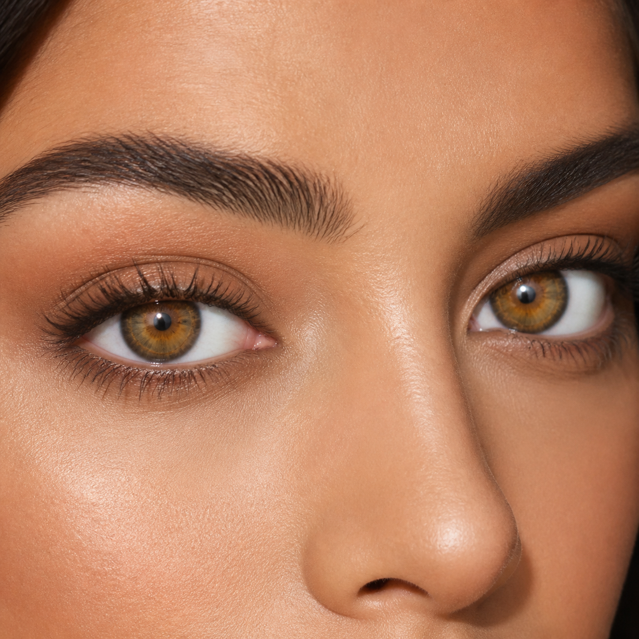 Honey Sunburst Brown colored contacts - dimensional color from a flattering editorial angle