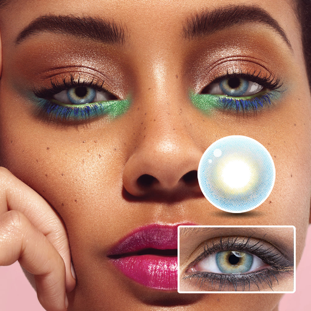 4D High-Gloss Blue colored contact lenses by Moxielens