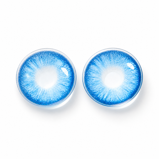 Azure Muse Blue colored contact lenses pair - vivid azure blue lens design
