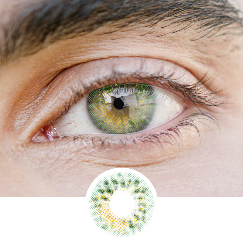 Men' Diamond Tear Green | Moxielens Botanical Haze Colored Contacts -- Botanical Haze colored contacts | Moxielens