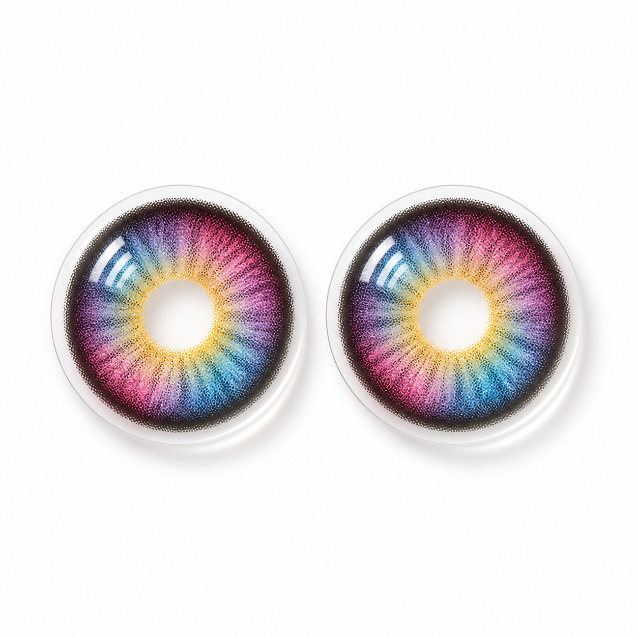 Halo Muse Rainbow colored contact lenses pair - lens design