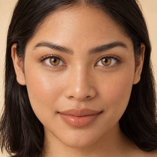Amber Maple Short Stroke colored contacts on model - maple daylight beauty
