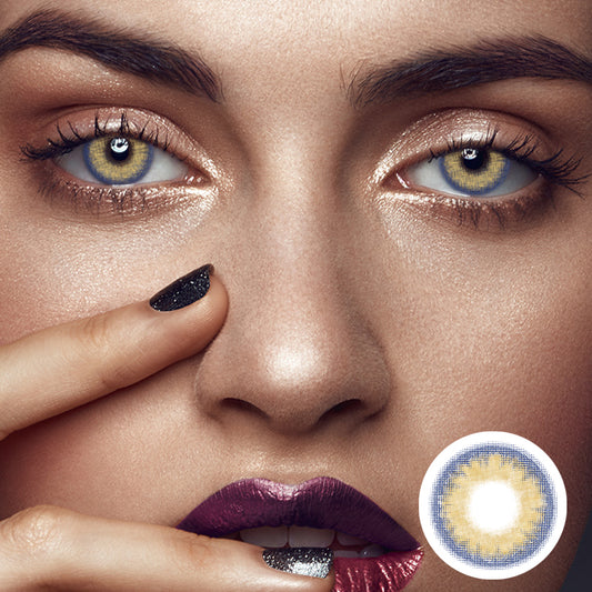 Diamond Blue Brown colored contact lenses by Moxielens