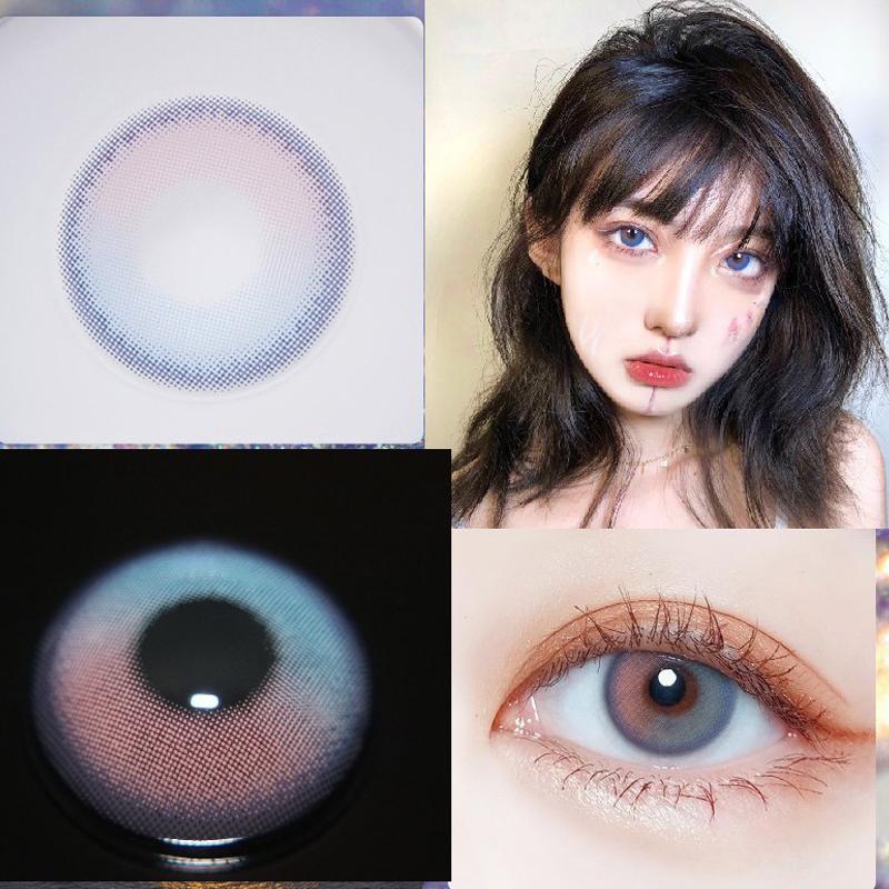 Two-tone red and blue (12 months) colored contact lenses