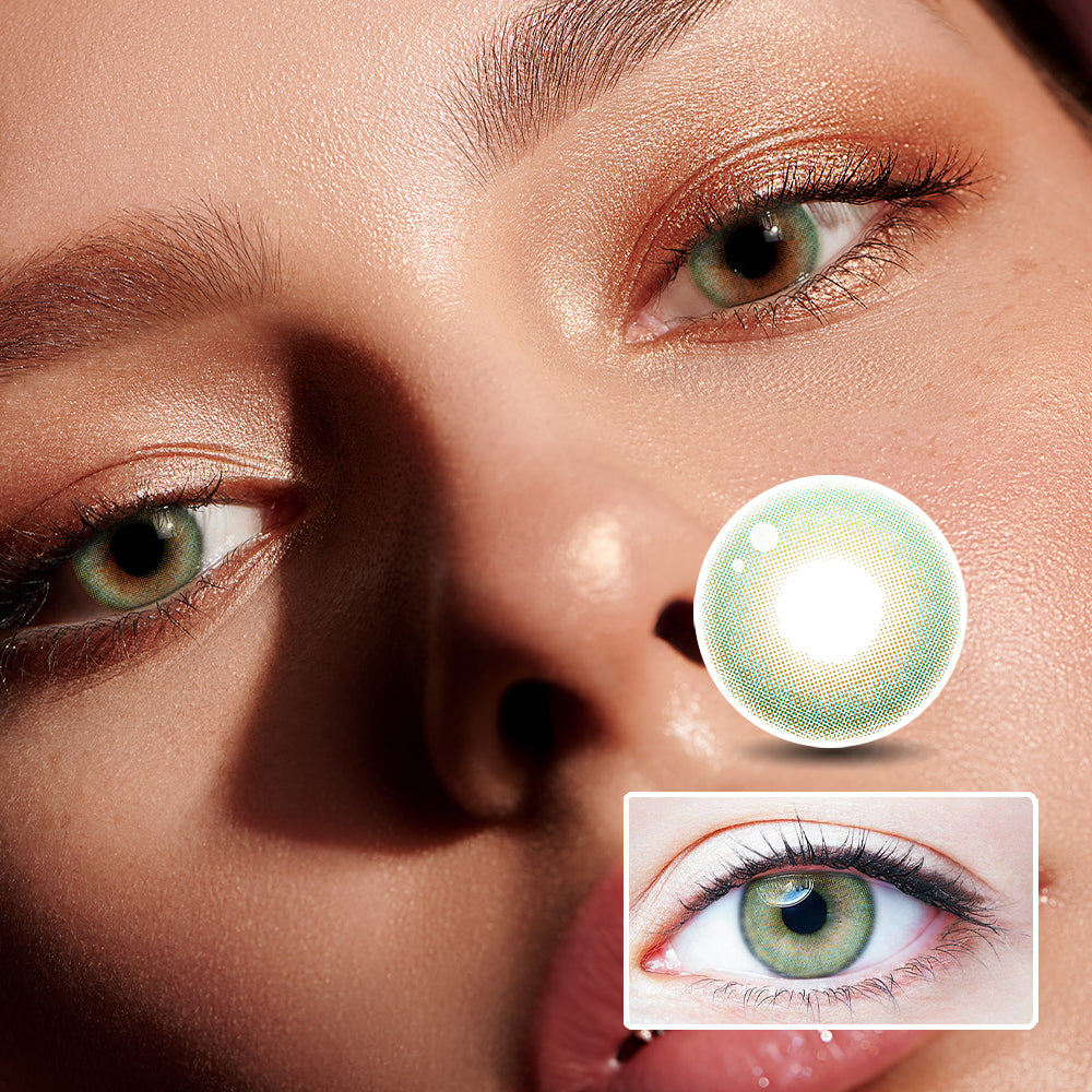 Basil leaf green colored contact lenses