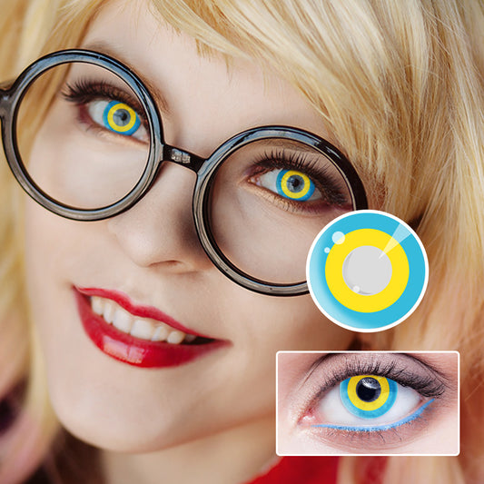 Blue and Yellow Set colored contact lenses by Moxielens