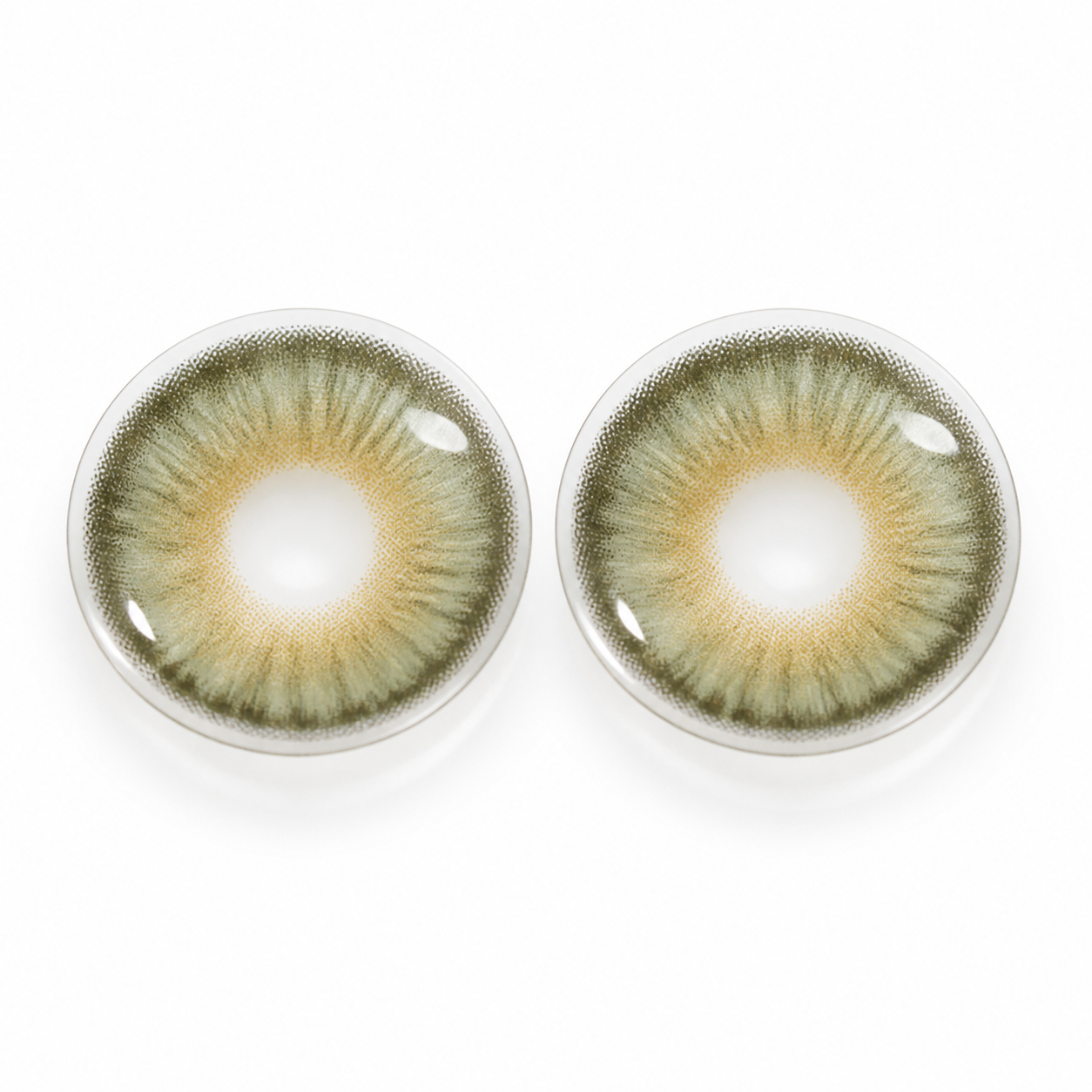 Olive Moss Halo Green colored contact lenses pair - lens design