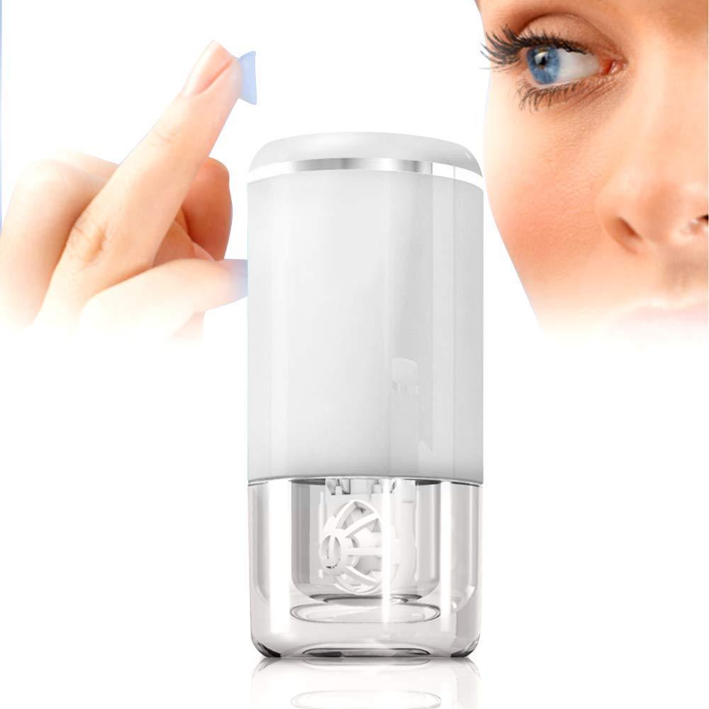 Ultrasonic contact lens cleaner, smart cleaner for soft and rigid contact lenses, white colored contact lenses