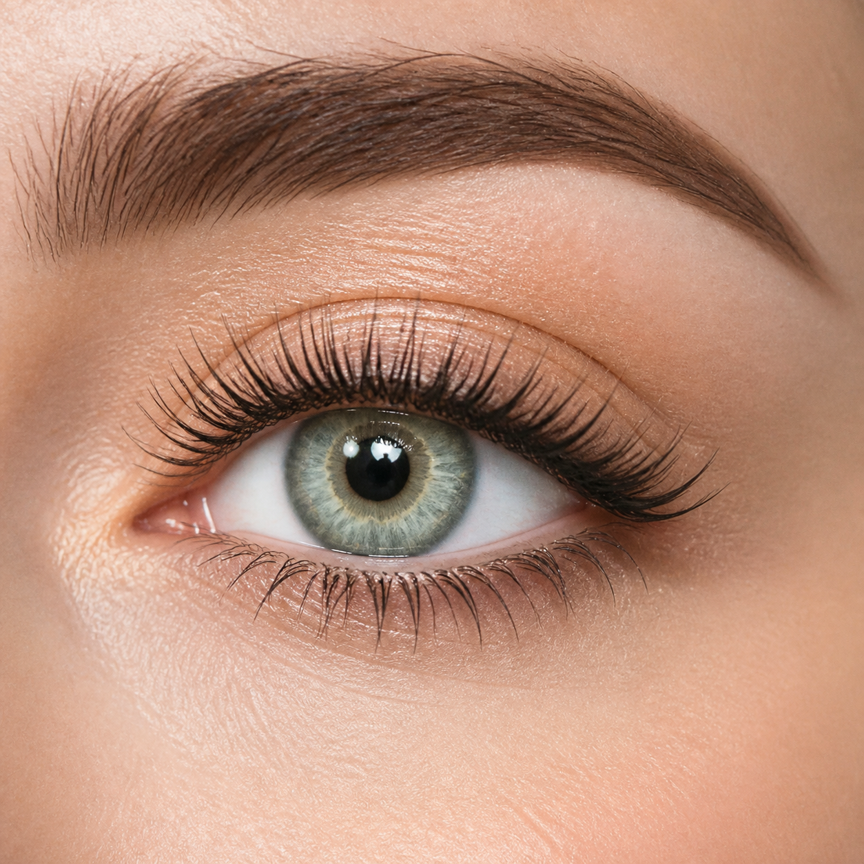 Amazon Mist Green colored contacts - a soft olive-green color payoff that stays readable and natural in close-up photos