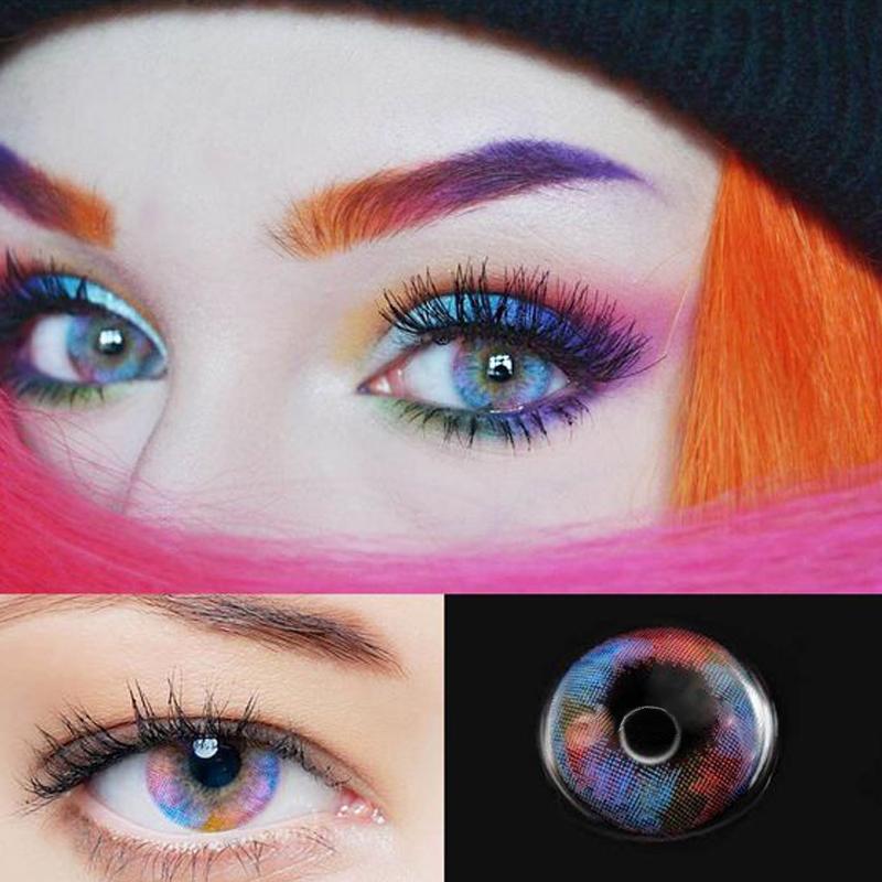 cosplay colorful rainbow color (12 months) colored contact lenses