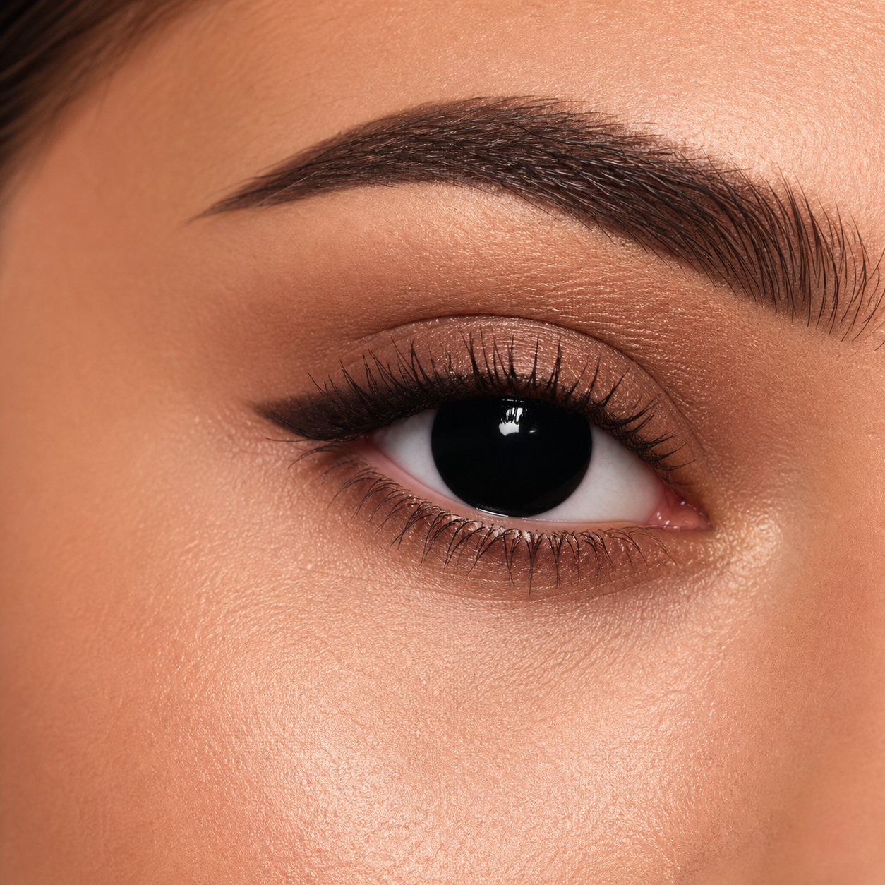 Blind Black colored contacts - a smooth full-black transformation for cosplay, gothic styling and high-contrast editorial looks