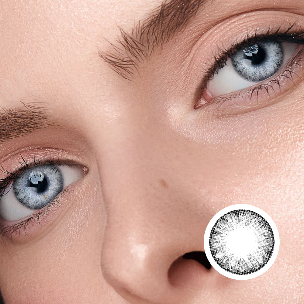 Big Eyes Girl Grey colored contact lenses by Moxielens