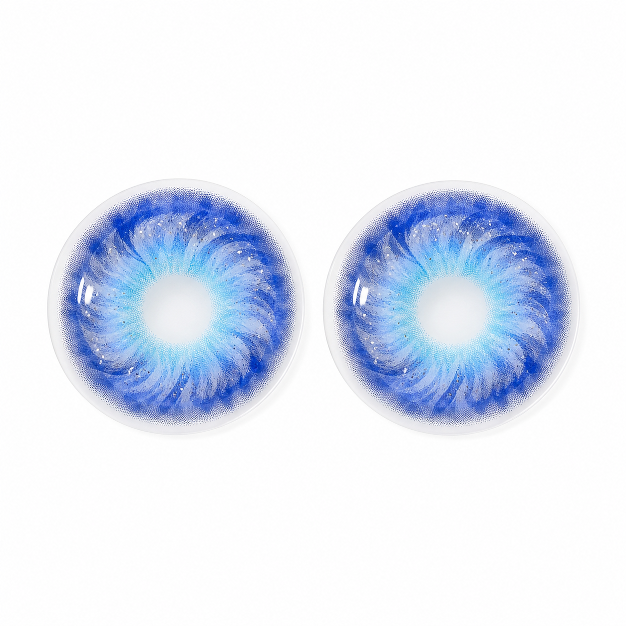 Cobalt Ink Marble Blue colored contact lenses pair - lens design