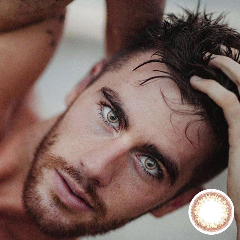 Men's red-brown (12 months) colored contact lenses