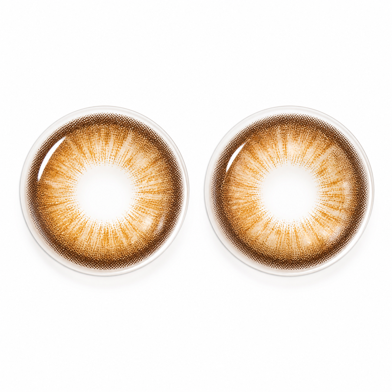 Honey Sunburst Brown colored contact lenses pair - lens design