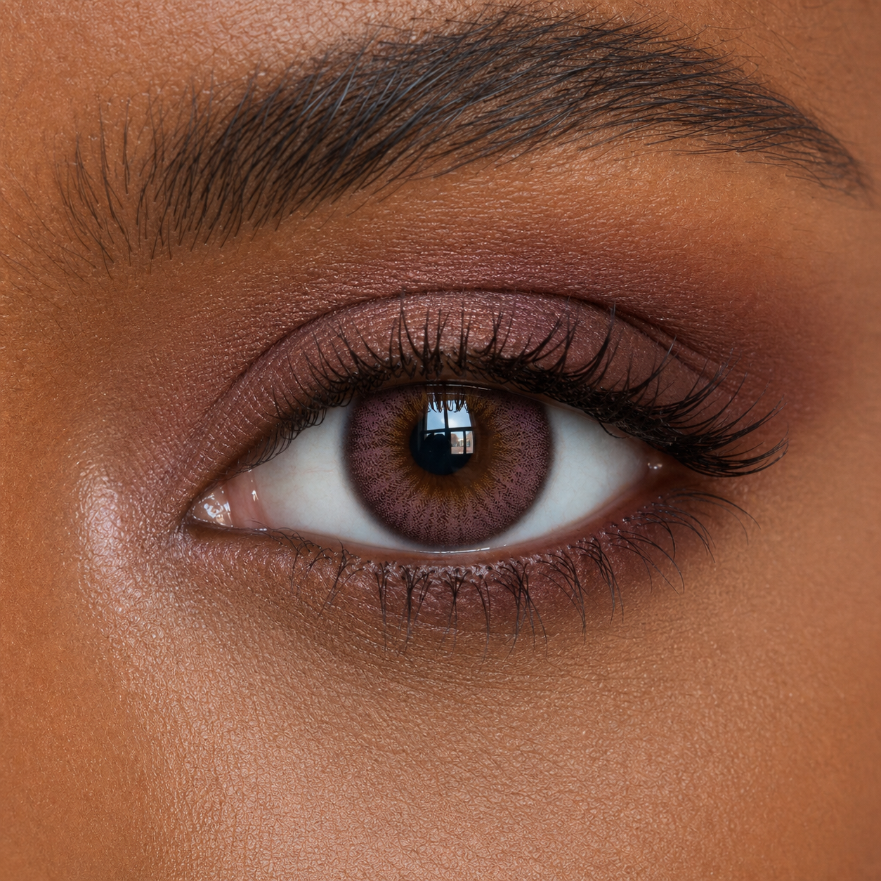 Plum Cocoa Halo Brown colored contacts - wearable brown depth with a subtle plum shift in daylight