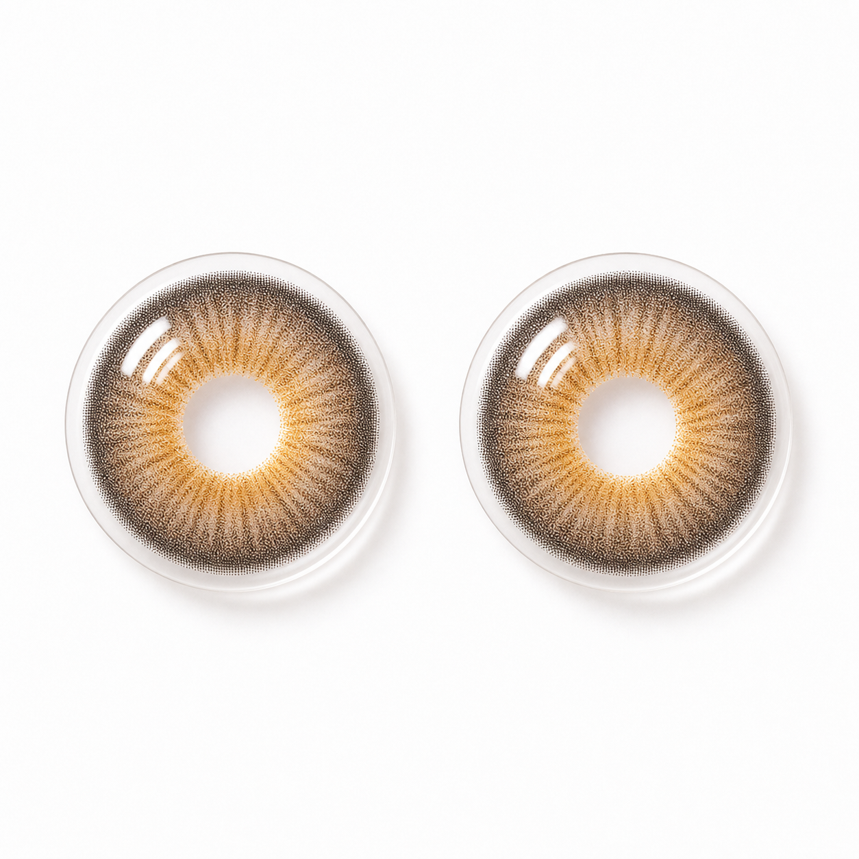 Amber Veil Hazel colored contact lenses pair - lens design