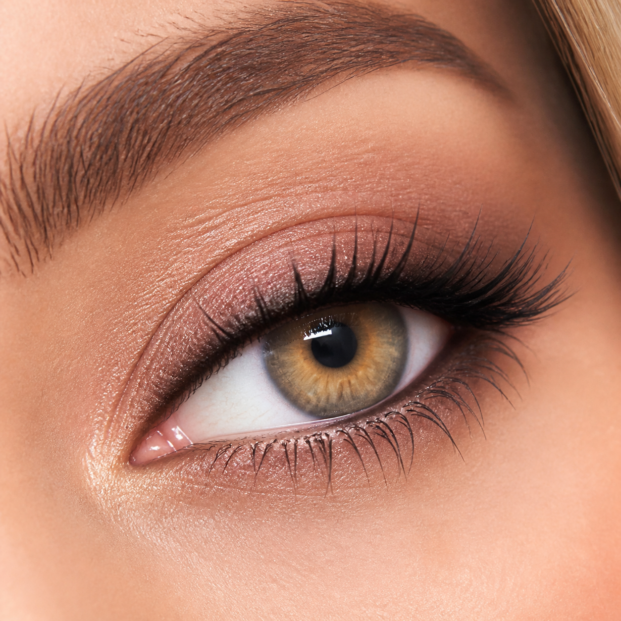 Himalaya Honey Brown colored contacts - a luminous honey center framed by a cool gray-hazel veil for bright but dimensional brown eyes