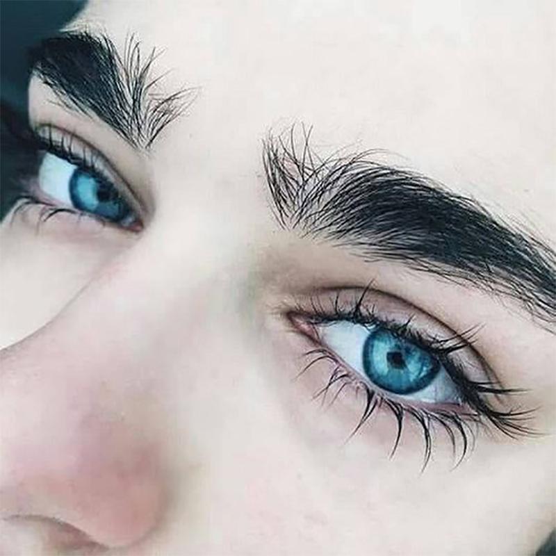 Big Eyes Men's Makeup Transparent Blue colored contact lenses by Moxielens