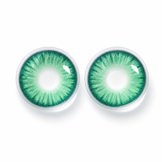 Candy Prism Green colored contact lenses pair - vivid emerald green lens design
