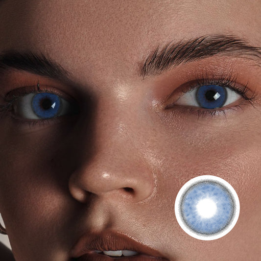 Blue colored contact lenses by Moxielens