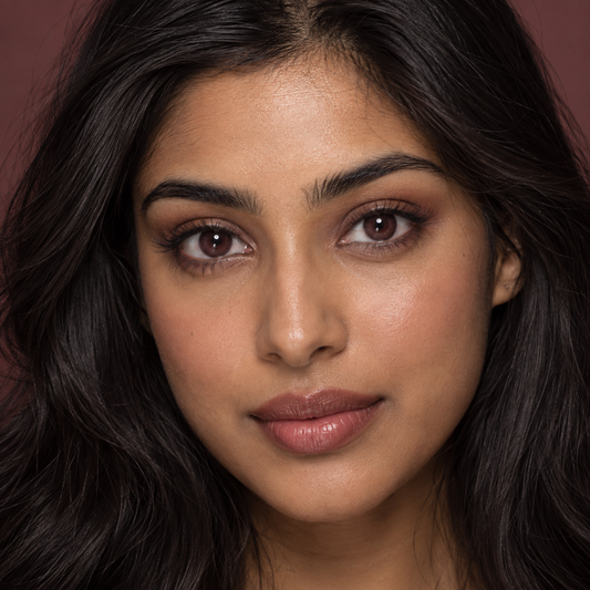 Mulberry Cocoa Natural Fleck colored contacts on model - mulberry velvet beauty