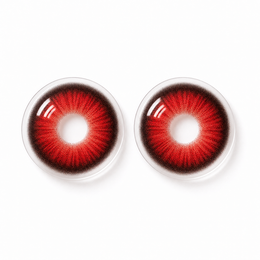 Crimson Eclipse Red colored contact lenses pair - lens design
