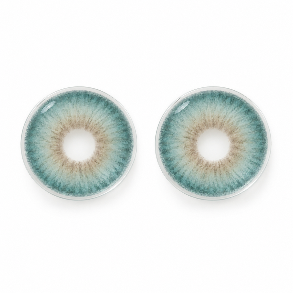 Sea Glass Teal Feather Fade colored contact lenses pair - lens design