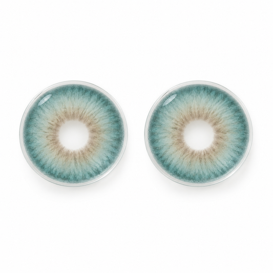 Sea Glass Teal Feather Fade colored contact lenses pair - lens design