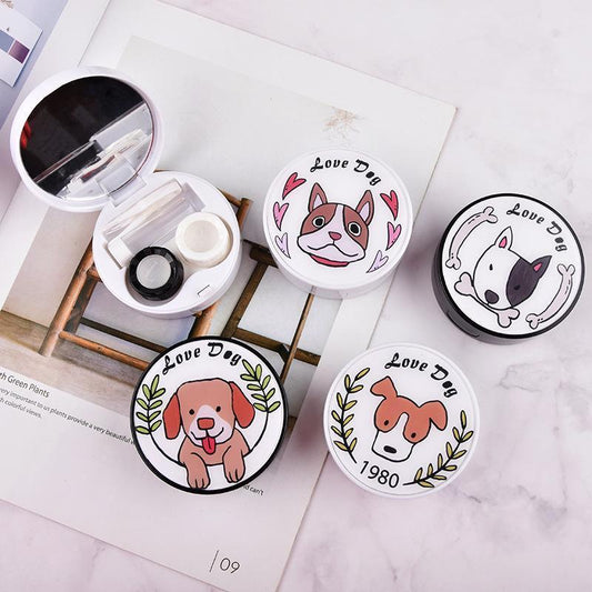 Round acrylic patch cute dog contact lens case colored contact lenses