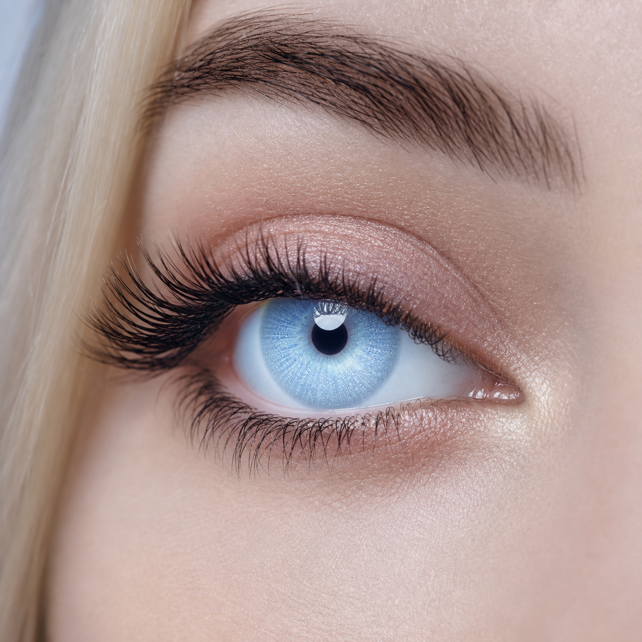 Glacier Celestial Blue colored contacts - a pale ice-blue field with a soft white radial glow for clear, bright dimensional eyes