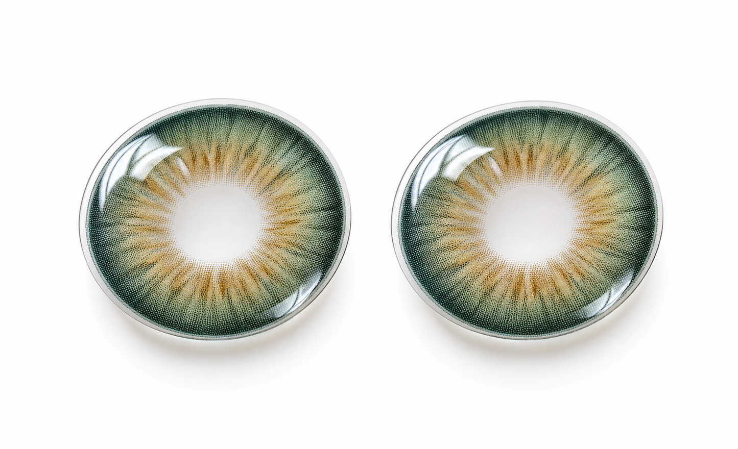 Forest Amber Bloom Green colored contact lenses pair - lens design