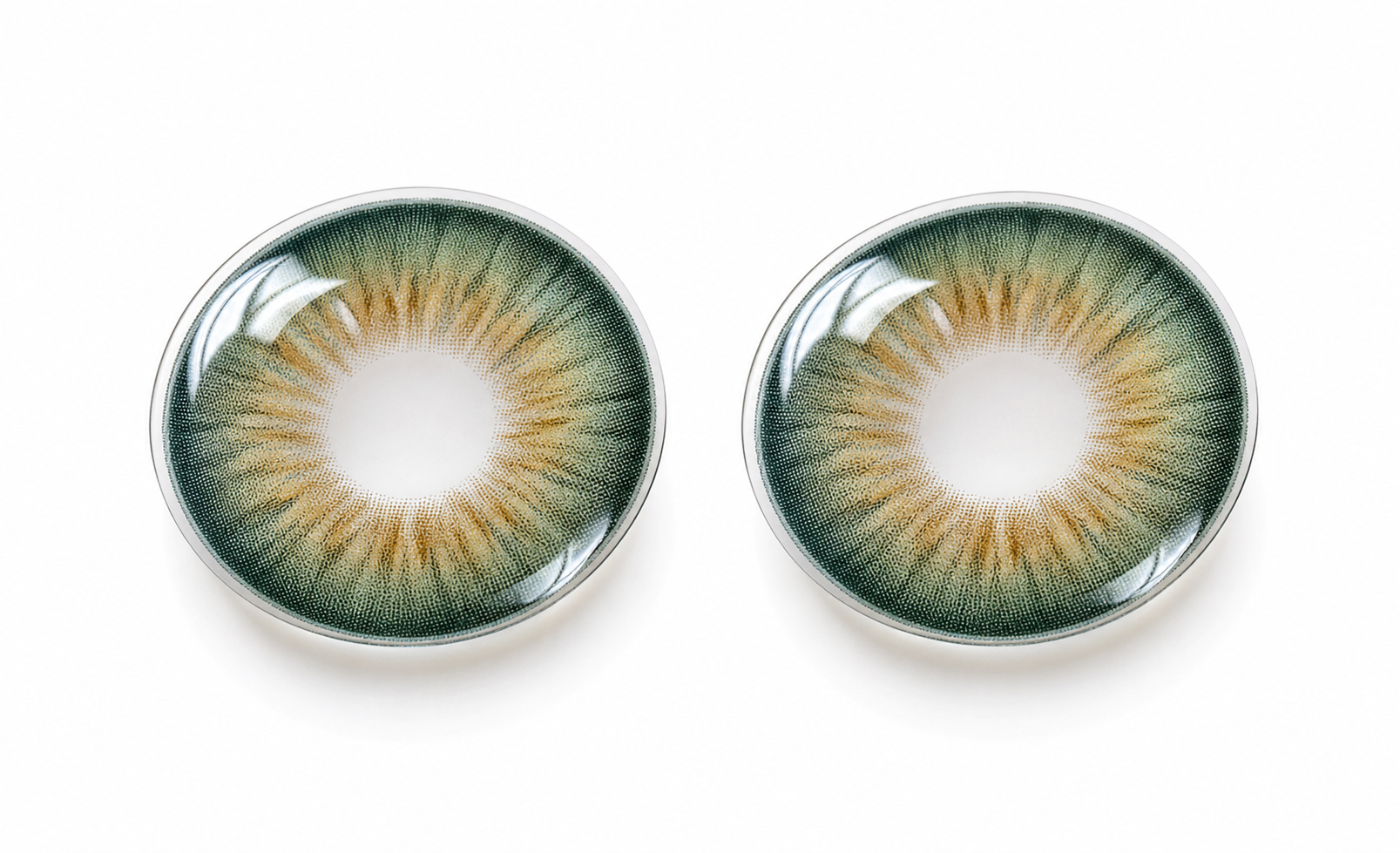 Forest Amber Bloom Green colored contact lenses pair - lens design