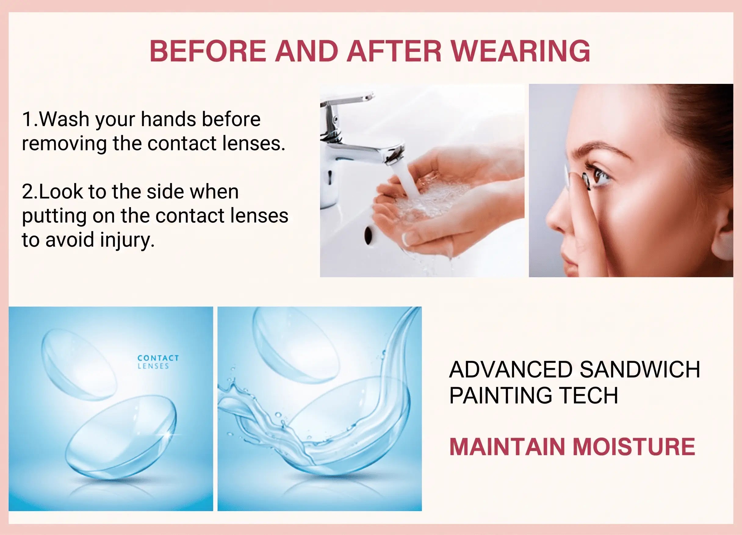 How to wear colored contact lenses safely with before and after wearing reminders